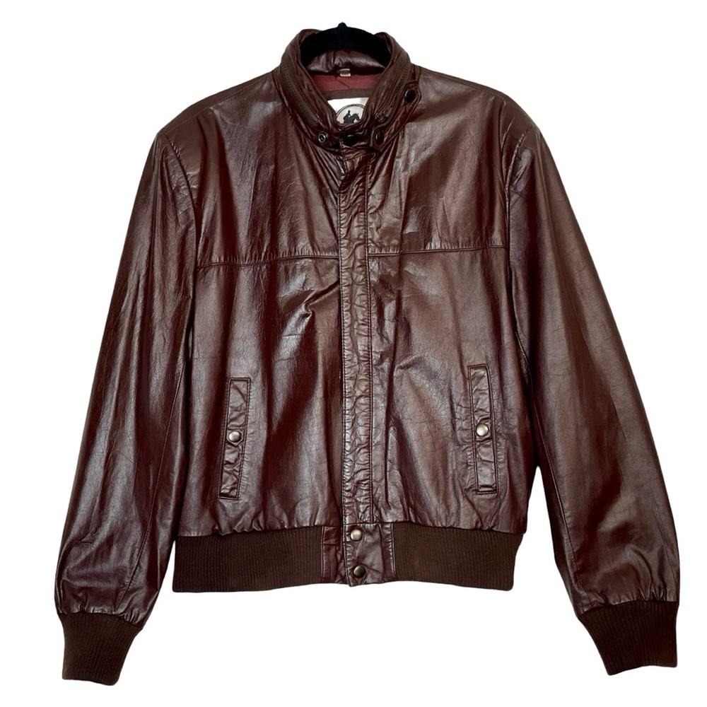 Vintage Men’s Chocolate Brown Leather Bomber Jacket Luxe Moto Old Money Style